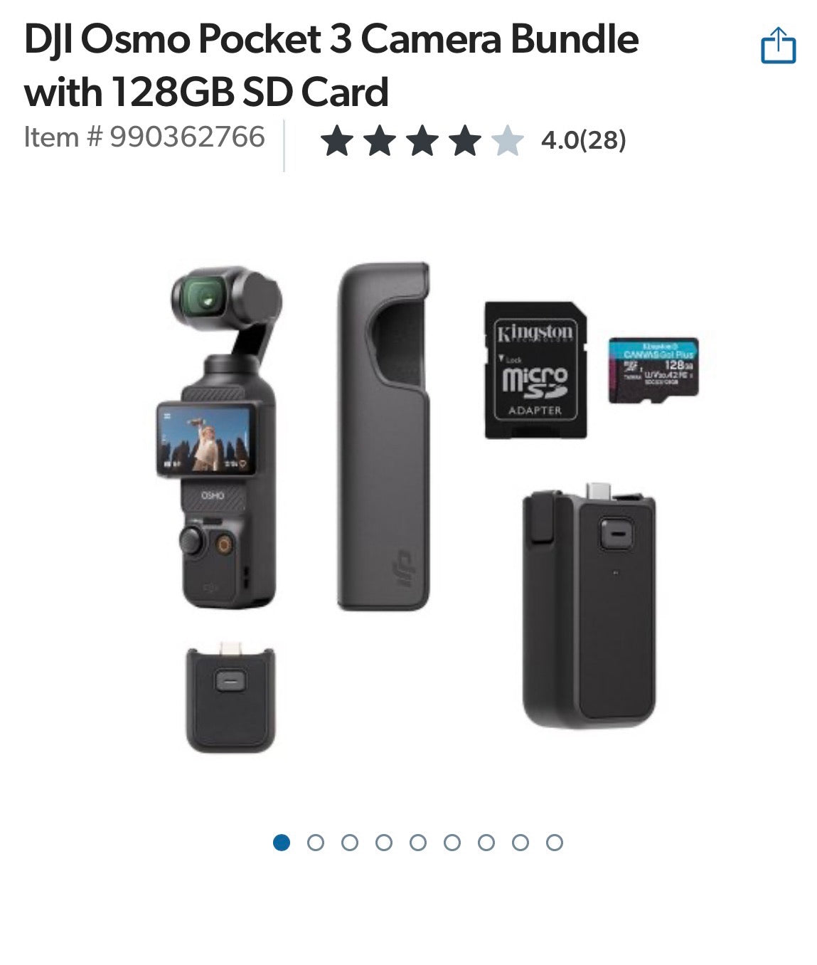DJI Osmo Pocket 3 Gimbal Camera Video Bundle Battery Handle 128GB SD Card New