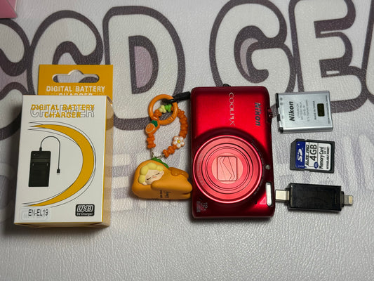 Nikon Coolpix S6500 16MP 12X Zoom Digital Camera Complete Red