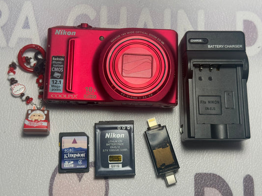 Nikon COOLPIX S9100 red 12.1MP 18x Optical Zoom Digital Camera