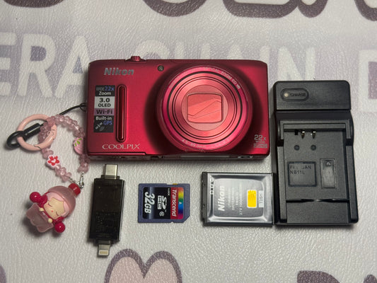 Nikon COOLPIX S9500 18.1 MP Wi-Fi&GPS Compact Digital Camera Color RED