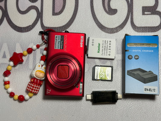 Nikon COOLPIX S6100 RED16MP Compact Digital Camera 7x Zoom