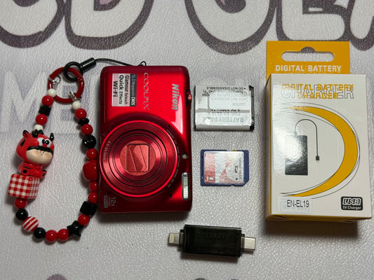 Nikon Coolpix S6500 16MP 12X Zoom Digital Camera Complete Red