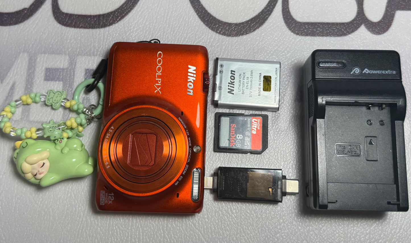 Nikon Coolpix S6500 16MP 12X Zoom Digital Camera Complete Orange